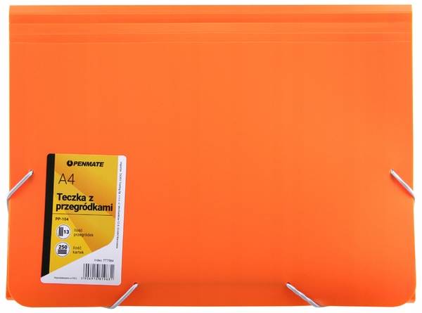 Aktówka A4 13-przegródek PP-104 pomarańczowa