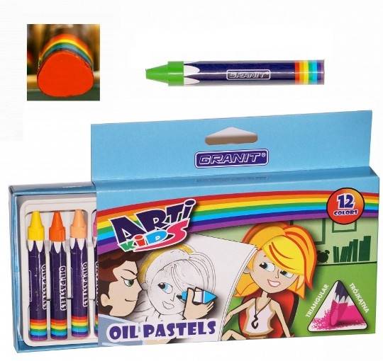 Kredki pastelowe Granit 12 kol. trójkątne