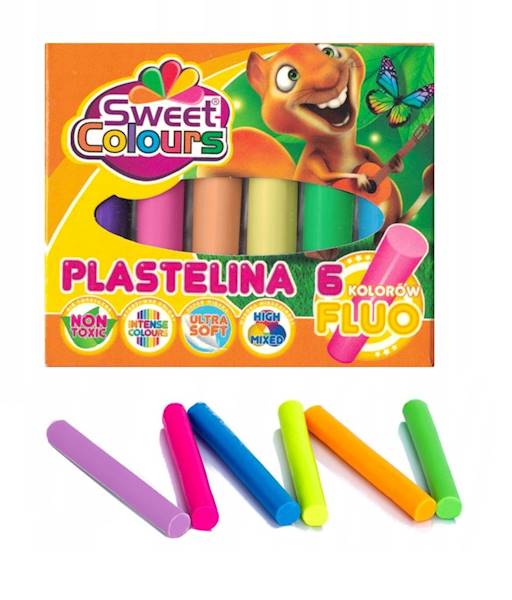 Plastelina  6 kol Koma Plast Sweet Colours Fluo