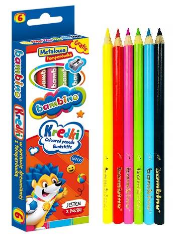 Kredki bambino  6 kol. Majewski w drewnie Jeżyk