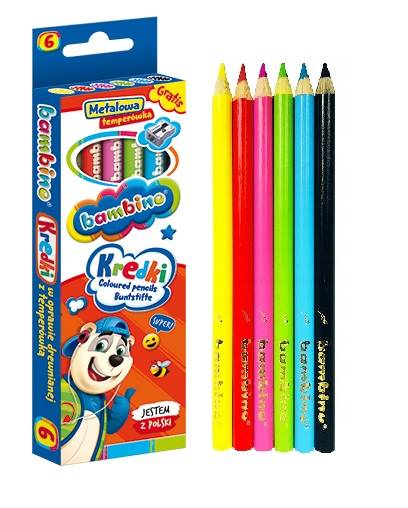 Kredki bambino  6 kol. Majewski w drewnie Miś