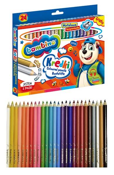 Kredki bambino 24 kol. Majewski w drewnie Miś