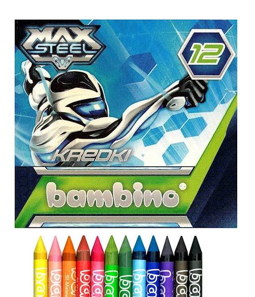 kredki bambino 12 kol. Majewski MAX STEEL B