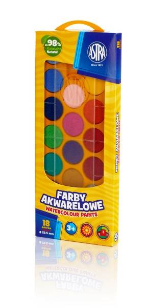 Farby akwarele 18 kol. ASTRA 23,5mm