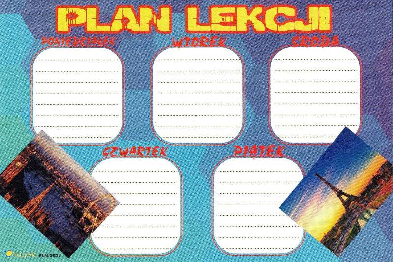 Plan lekcji samoprzylepny A6 Paryż, Londyn