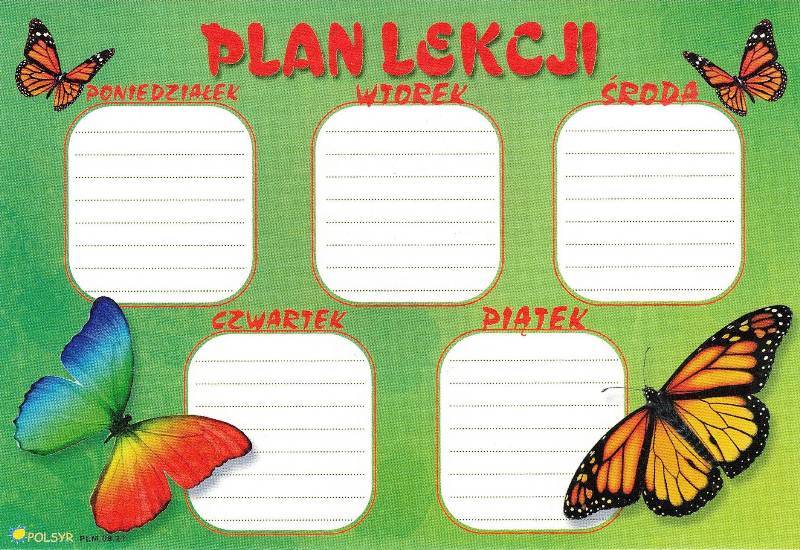 Plan lekcji samoprzylepny A6 Motyle