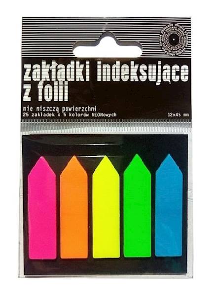 Zakładki indeksujące PET neon 5 kol.x25szt. 12x45