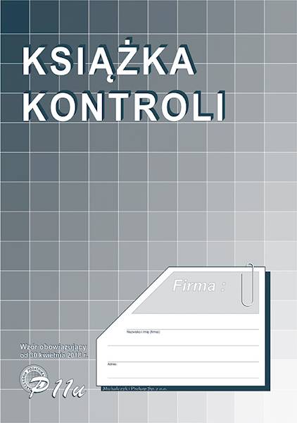 Książka kontroli A4 P11u wzór od 30.04.2018r