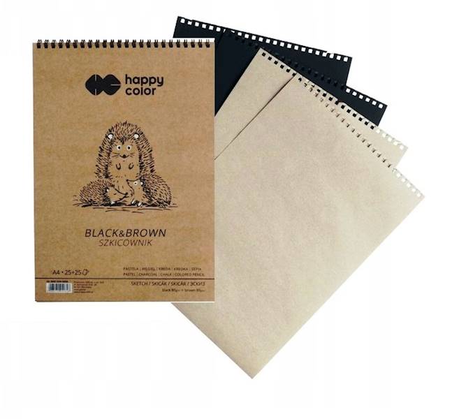Szkicownik na spirali A4/80K 90g Happy Black&Brown