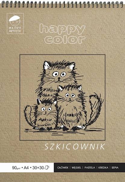 Szkicownik na spirali A4/60K 80/90g Happy Color