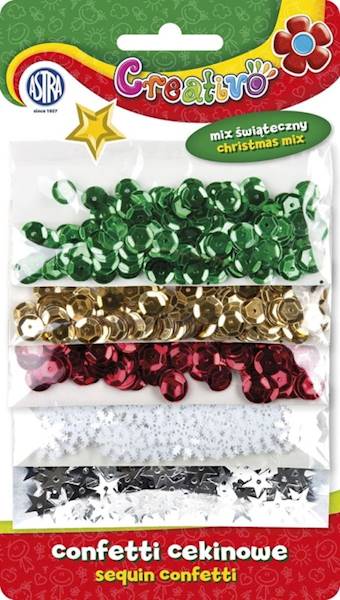 Confetti cekiny mix świąteczny 5 kolorów ASTRA