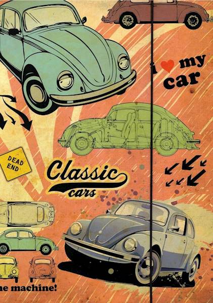 teczka z gumką A4 PM Classic cars samochody