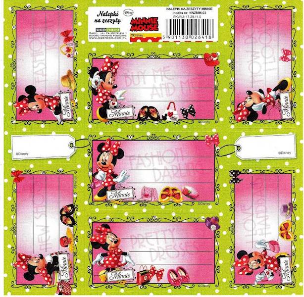 Naklejki na zeszyt Derform Minnie Mouse zielona