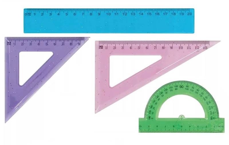 Zestaw kreślarski 4 elem. linijka 20cm Grand-032