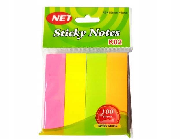 Zakładki indeksujące NET neon 4x100K