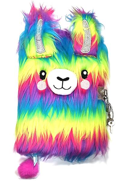 Pamiętnik z kłódką włochacz A5 96k Alpaca tęczowa