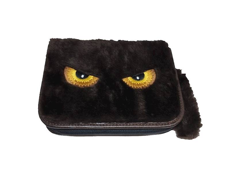 piórnik szkolny WARTA 418 futerko oczy brąz sowa 2