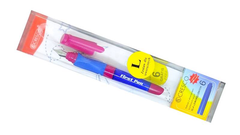 Pióro wieczne First Pen + 6 naboi L różowo-niebie