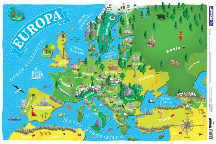 Podkładka na biurko Mapa Europy dla dzieci