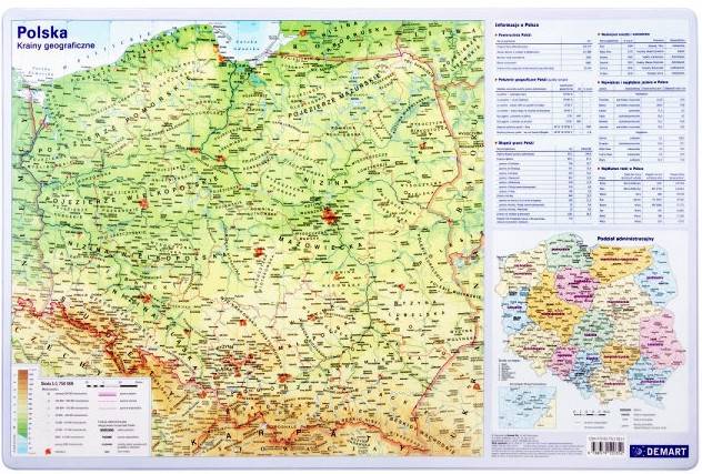 Podkładka na biurko Polska Krainy geograficzne