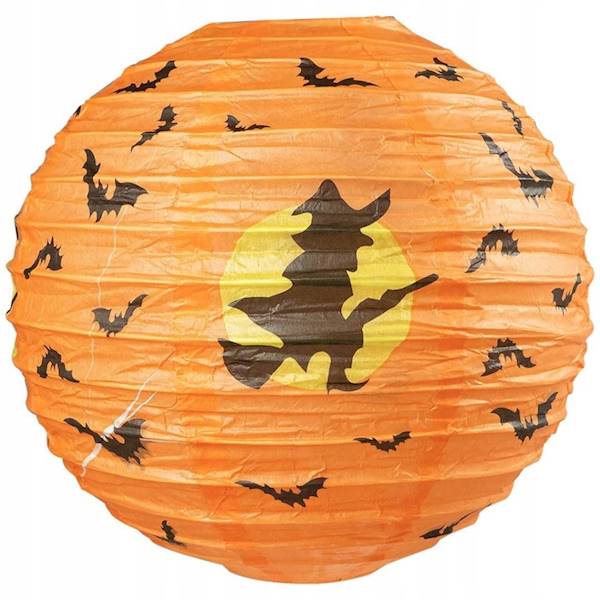 Lampion halloweenowy 20cm pomarańczowy Wiedźma