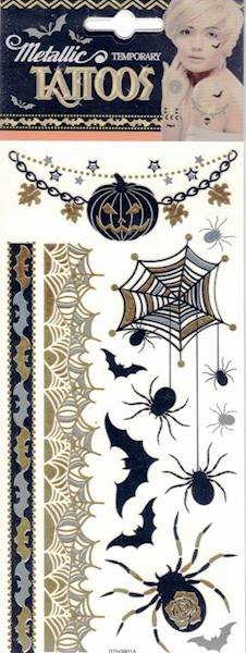 Tatuaże metaliczne halloweenowe Pająki Nietoperze