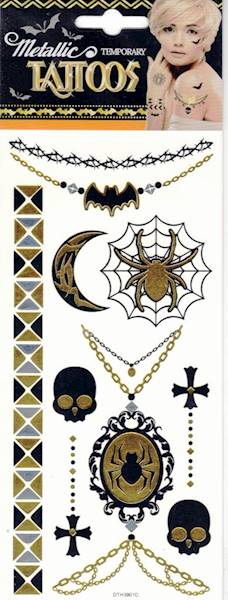 Tatuaże metaliczne halloweenowe Czaszki Pająki