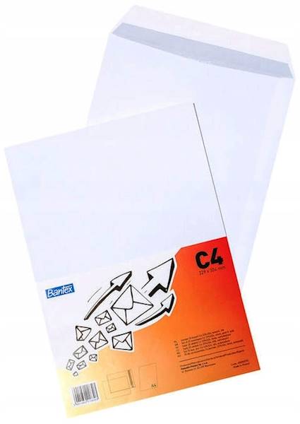 Koperta biała C-4 HK 229*324 (folia 25szt) Bantex