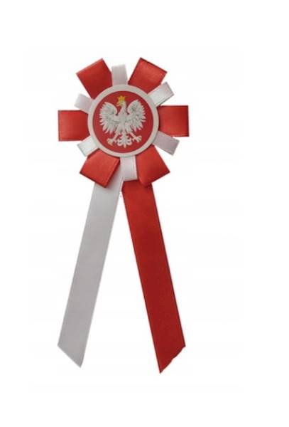Kotylion biało-czerwony narodowy rozeta orzeł
