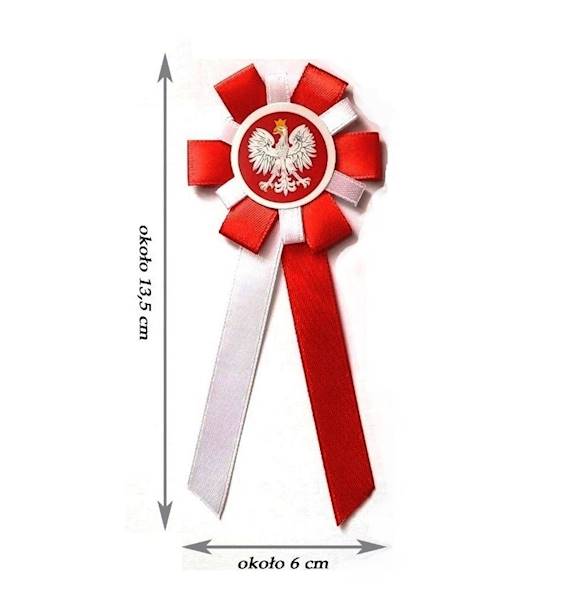 Kotylion biało-czerwony narodowy rozeta orzeł
