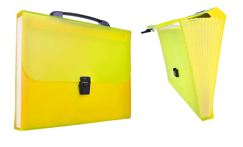 Teczka harmonijka Tetis A4 13 przegr z rączką ŻÓŁT