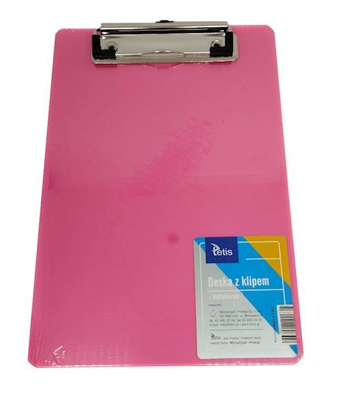 Clipboard A4 Tetis deska z metal klipem różowa