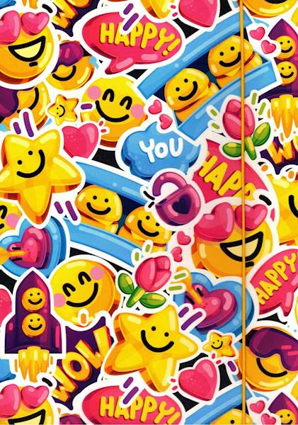 Teczka z gumką A4 PM 621 Emotikony Happy