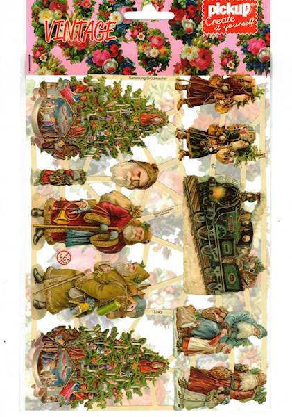 Arkusz Vintage 16,5x23,5cm Mikołaje, Choinki,