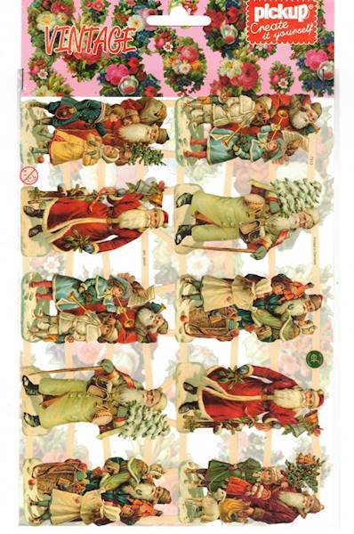 Arkusz Vintage 16,5x23,5cm Mikołaje z dziećmi