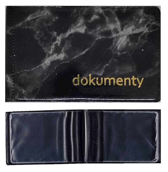 Okładka na dokumenty Duo Extra marmurek czarny