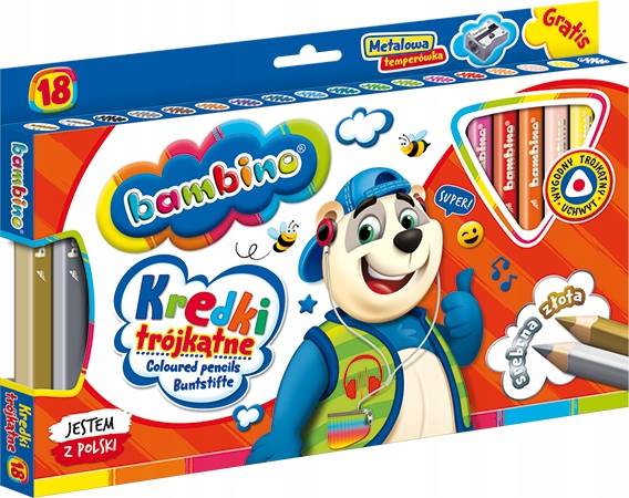 Kredki bambino 18 kol. Majewski w drewnie T Miś