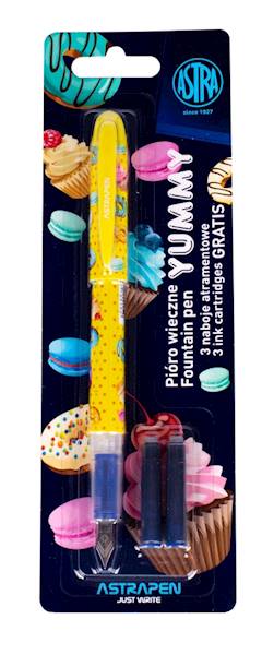 Pióro wieczne Yummy + naboje ASTRA żółte