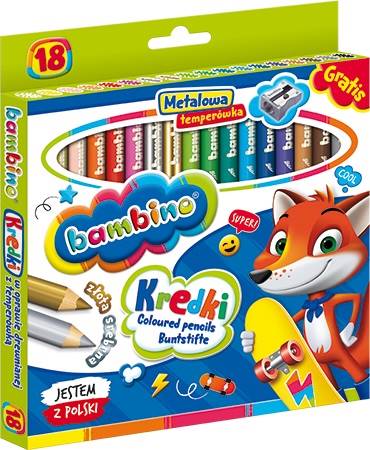Kredki bambino 18 kol. Majewski  w drewnie  Lisek