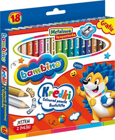 Kredki bambino 18 kol. Majewski w drewnie Jeż