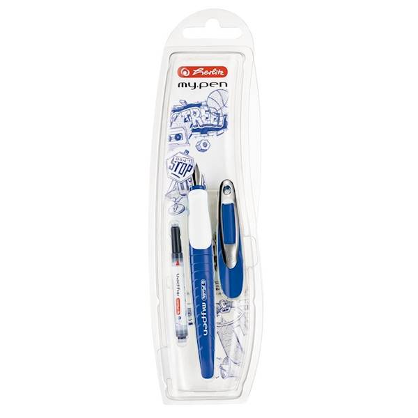 Pióro wieczne Herlitz My pen blister Niebies Białe