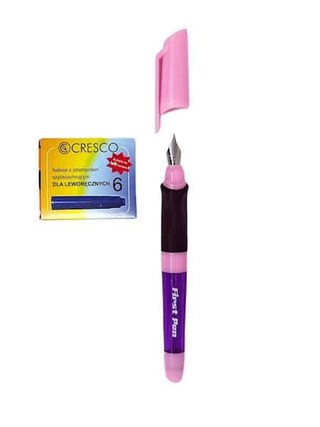 Pióro wieczne First Pen + 6 naboi  L różowe