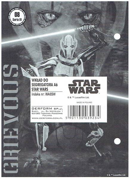 wkład do segregatora A6 Derform Star Wars 08-01