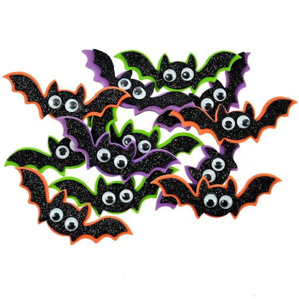 Piankowe naklejki halloweenowe 12szt. Nietoperze