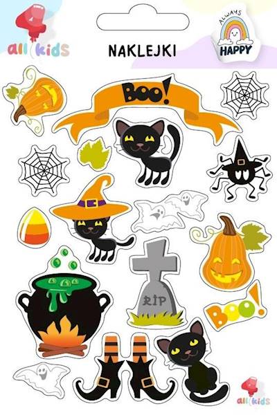 Naklejki dla dzieci Halloween Koty BOO!