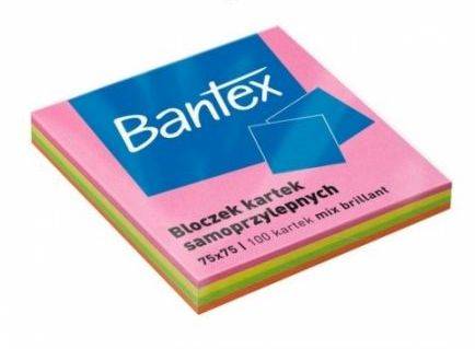 Notes samoprzylepny 75x75 Bantex mix kol. 100K