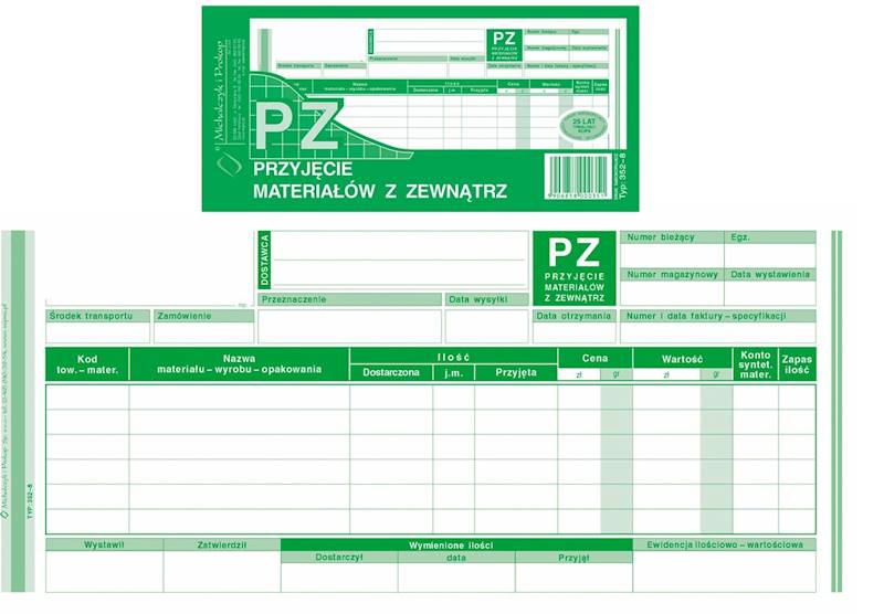 PZ 352-8 Przyjęcie materiałów z zewnątrz