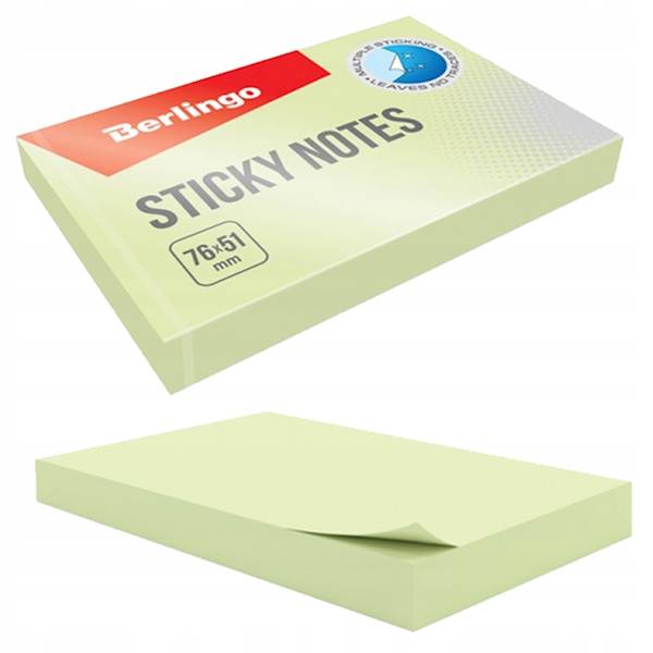 Notes samoprzylepny 51x76 zielony 100K Berlingo
