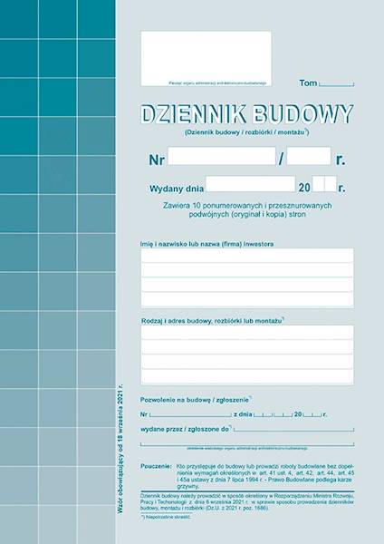 Dziennik budowy A4 603-1Z