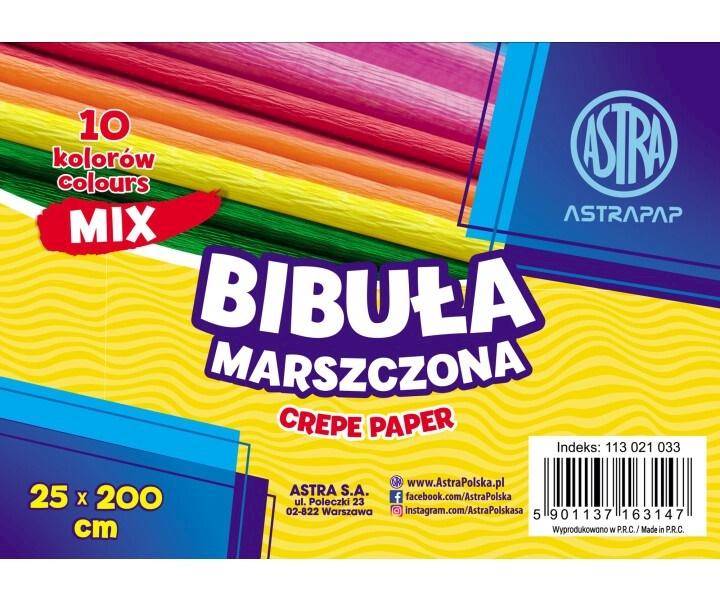 Bibuła marszczona 25x200cm mix kolorów 10 sztuk 